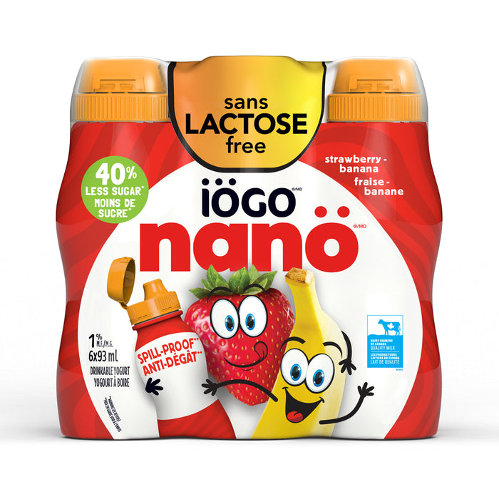 Iogo Nano Lactose Free Strawberry Banana 6x93ml