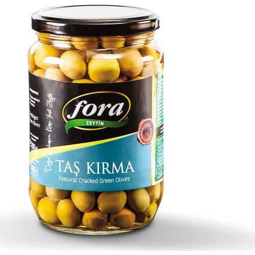 FORA NATURAL CRACKED GREEN OLIVES / TAS KIRMA YESIL ZEYTIN 400 G